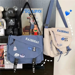 Nylon Waterproof Messenger Bag Large Capacity Vintage Punk Hip Hop Shoulder Bag