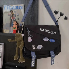Nylon Waterproof Messenger Bag Large Capacity Vintage Punk Hip Hop Shoulder Bag