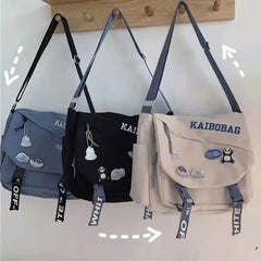 Nylon Waterproof Messenger Bag Large Capacity Vintage Punk Hip Hop Shoulder Bag