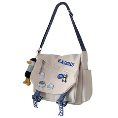 Nylon Waterproof Messenger Bag Large Capacity Vintage Punk Hip Hop Shoulder Bag