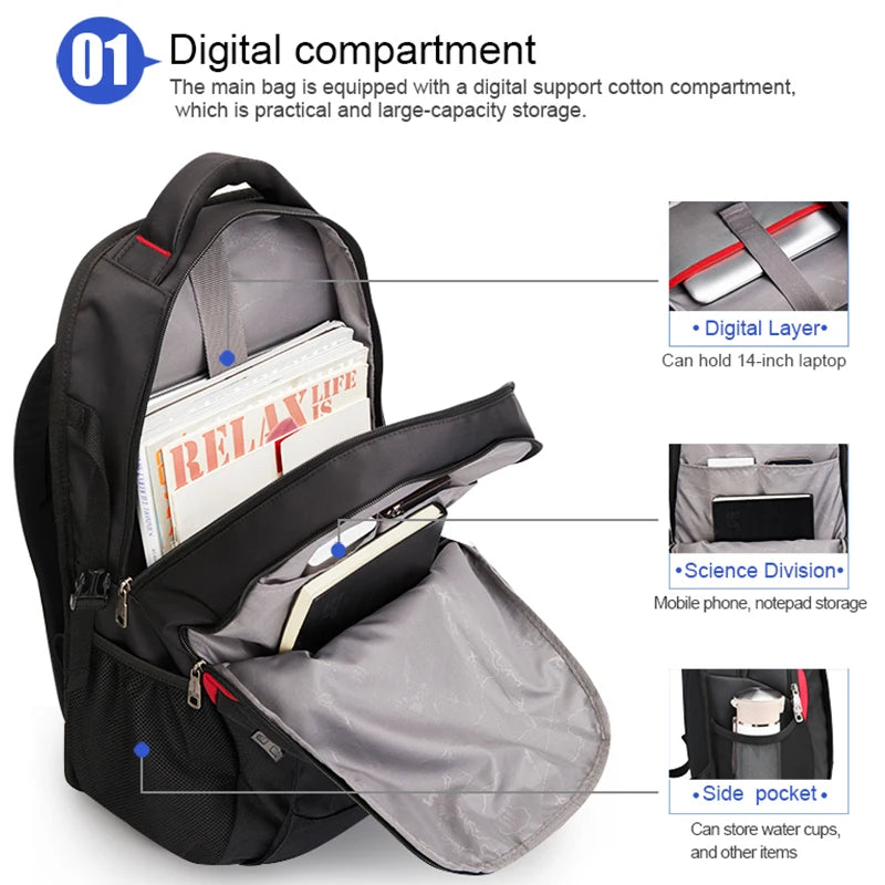 Men's Backpack Oxford Laptop Bags Casual Student Waterproof SchoolBag