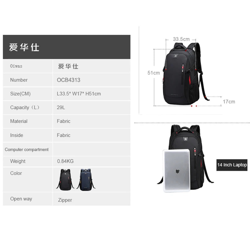 Men's Backpack Oxford Laptop Bags Casual Student Waterproof SchoolBag