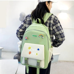 5pcs School Bags for Teen Girls Backpack Set Bookbag Shoulder Bag Pencil Bag