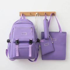 5pcs/set Purple School Bags for Teenage Girls Handbag Shoulder Bag Pencil Bag Se