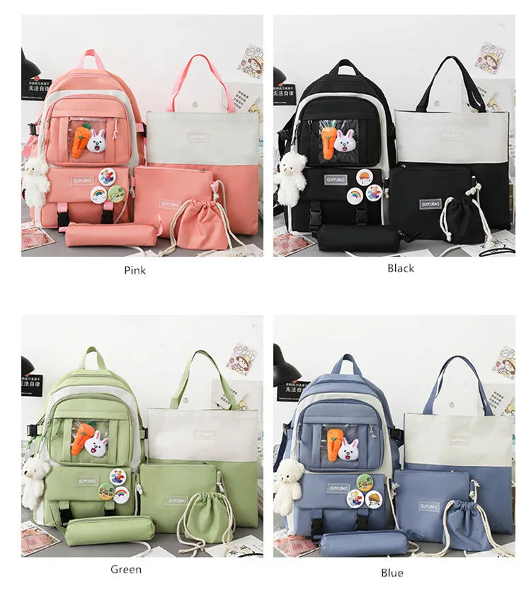 6pcs School Bags Teenage Girls Bookbag Handbag Shoulder Bag Student Laptop