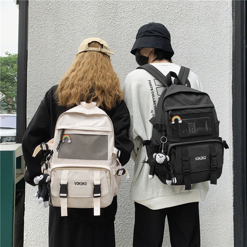 Waterproof Nylon School Backpack For Girls Large Capacity Travel Backpack