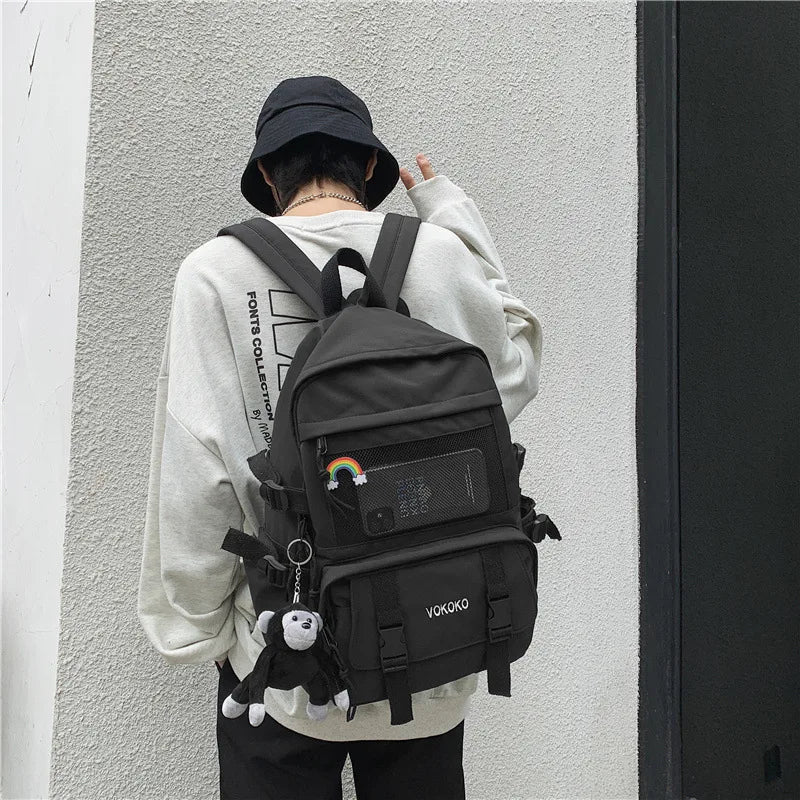 Waterproof Nylon School Backpack For Girls Large Capacity Travel Backpack