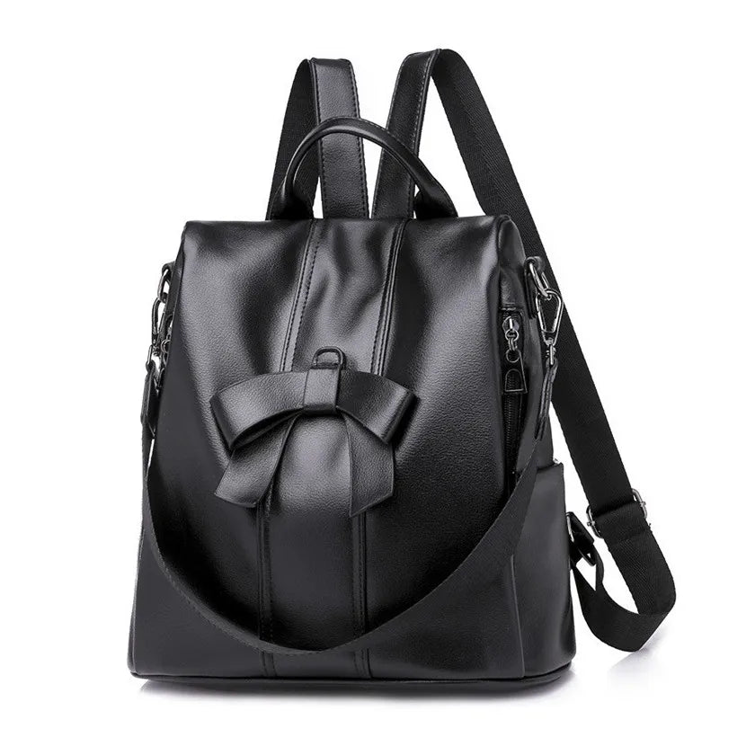 Girls Pink Leather Backpack Women Shoulder Bag Anti Theft Travel