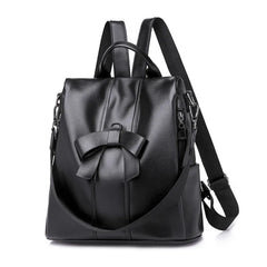 Girls Pink Leather Backpack Women Shoulder Bag Anti Theft Travel