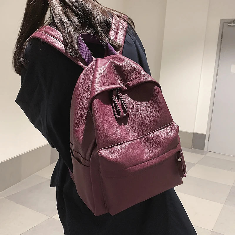 Women Backpack High PU Leather Backpack Female Shoulder Bag School Backpack