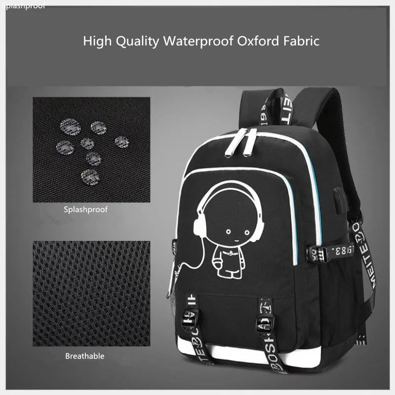 Teenage Boys School Backpack with USB Port