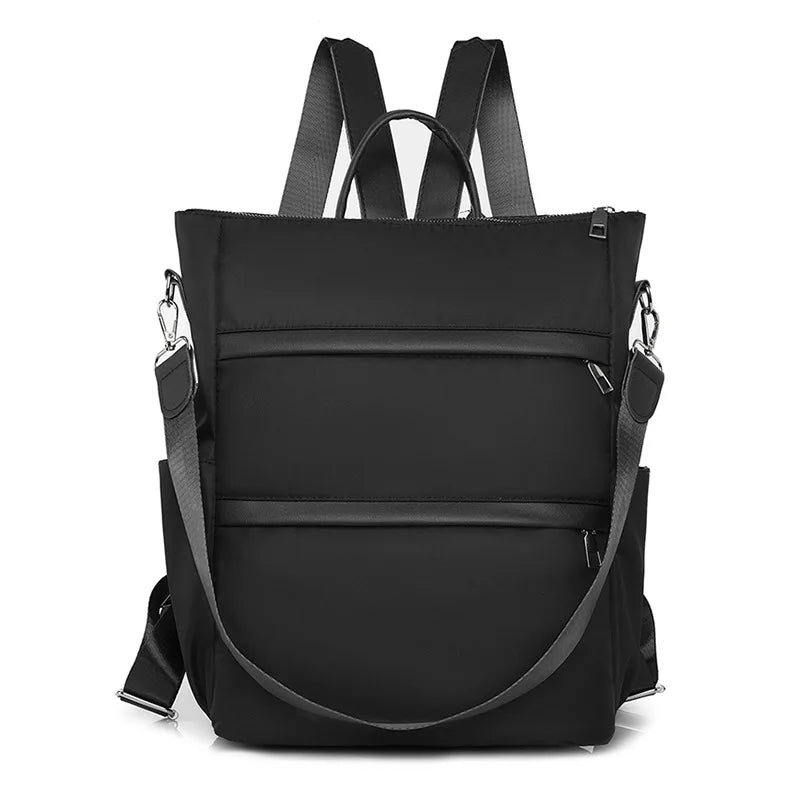Red Waterproof Nylon School Backpack for Women