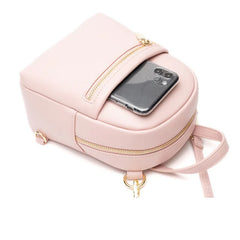 OKKID Small Backpack for Women - Yellow/Pink Mini PU Leather Shoulder Bag