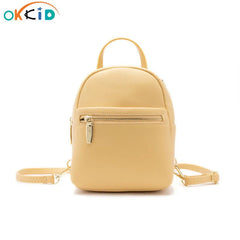 OKKID Small Backpack for Women - Yellow/Pink Mini PU Leather Shoulder Bag