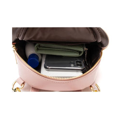 OKKID Small Backpack for Women - Yellow/Pink Mini PU Leather Shoulder Bag