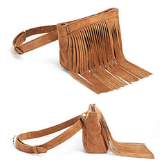 Vintage Velvet Waist Bag for Women Tassel Fanny Pack