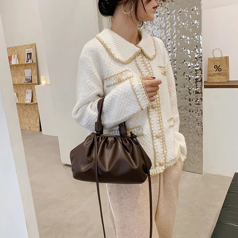 Women's Pu Leather Shoulder Bag Dumpling Clip Purse