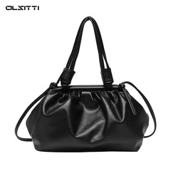 Women's Pu Leather Shoulder Bag Dumpling Clip Purse