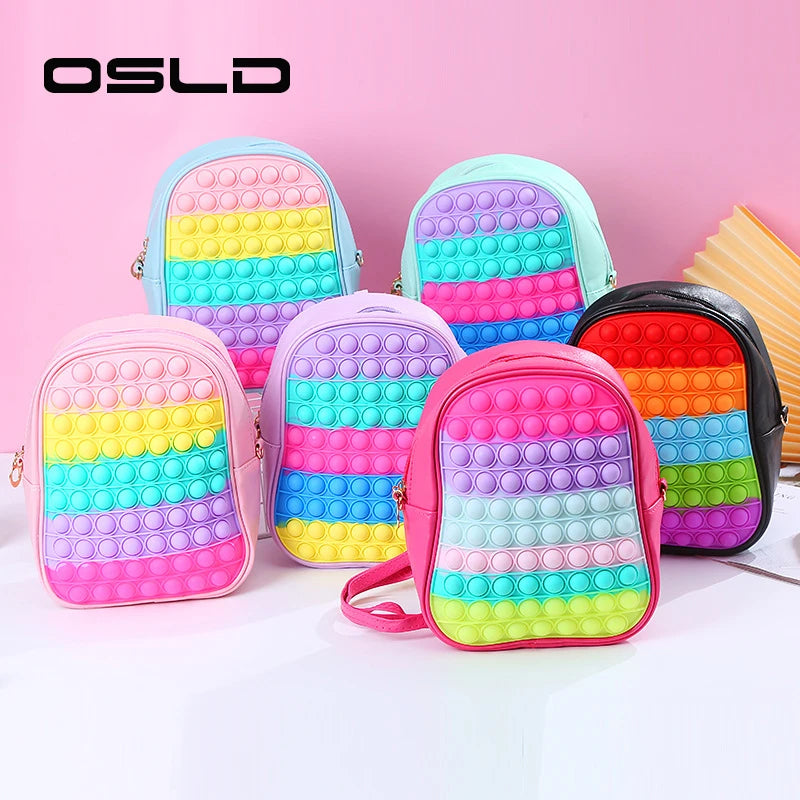 Girls' Rainbow Schoolbag Kindergarten Backpack Shoulder Bags