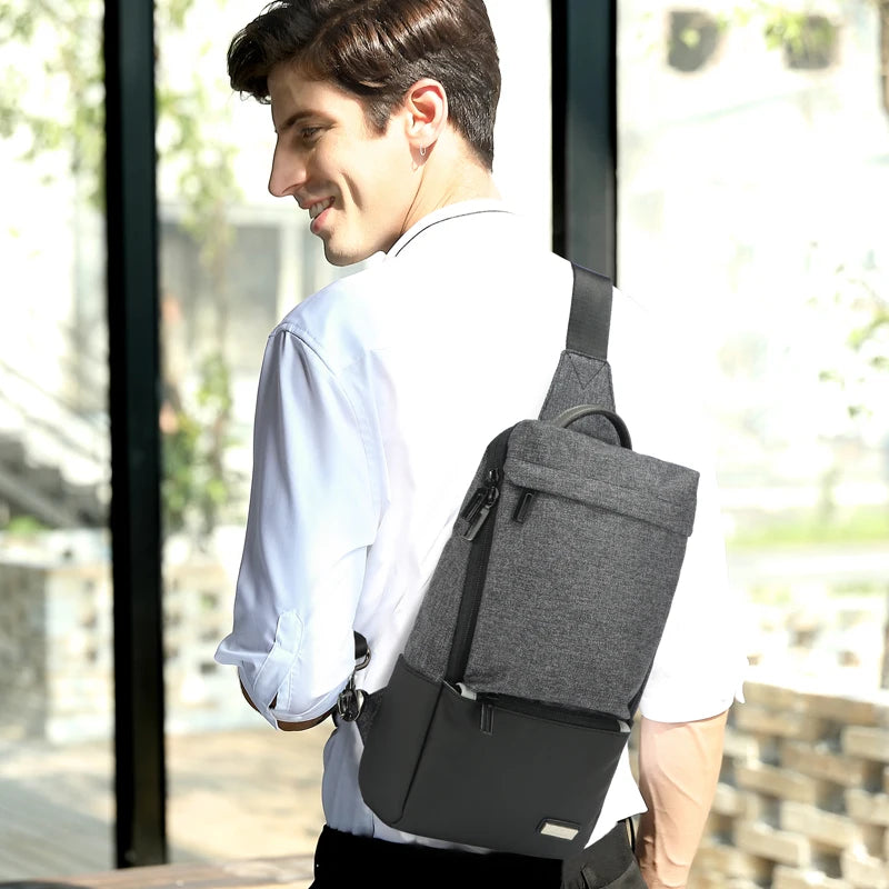 Men's Crossbody Bags USB Chest Bag Messenger Bag Nylon Shoulder Bags