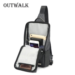 Men's Crossbody Bags USB Chest Bag Messenger Bag Nylon Shoulder Bags