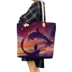 Ocean Series Foldable Shopping Bags Large Capacity Shoulder Strap