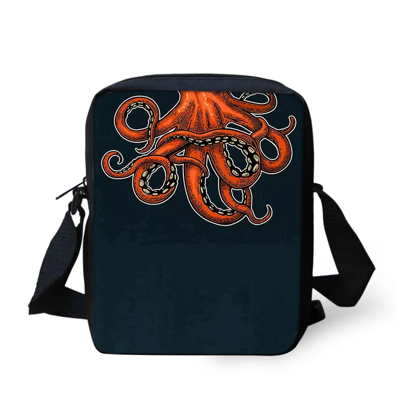 Octopus Style Pattern Messenger Bag for Kids and Teens - Shoulder Bag