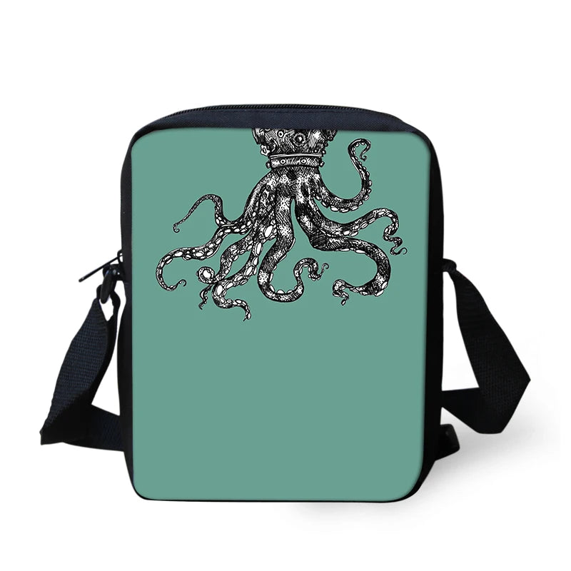 Octopus Style Pattern Messenger Bag for Kids and Teens - Shoulder Bag