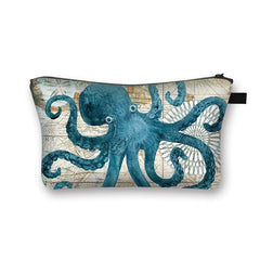 Ocean Print Cosmetic Bag Women Makeup Case Girls Travel Bag