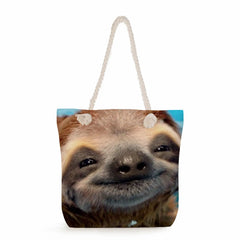Reusable Sloth Print Shoulder Bag High Capacity Cartoon Animal Tote