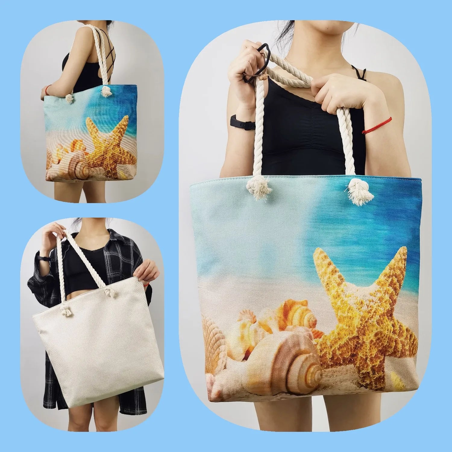 Oil Painting Dog Printed Handbags Women Thick Rope Tote Bag Animal Shoulder Bag