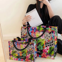 Oil Painting Handbag Plastic Travel Bags Waterproof Large Capacity