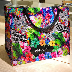 Oil Painting Handbag Plastic Travel Bags Waterproof Large Capacity