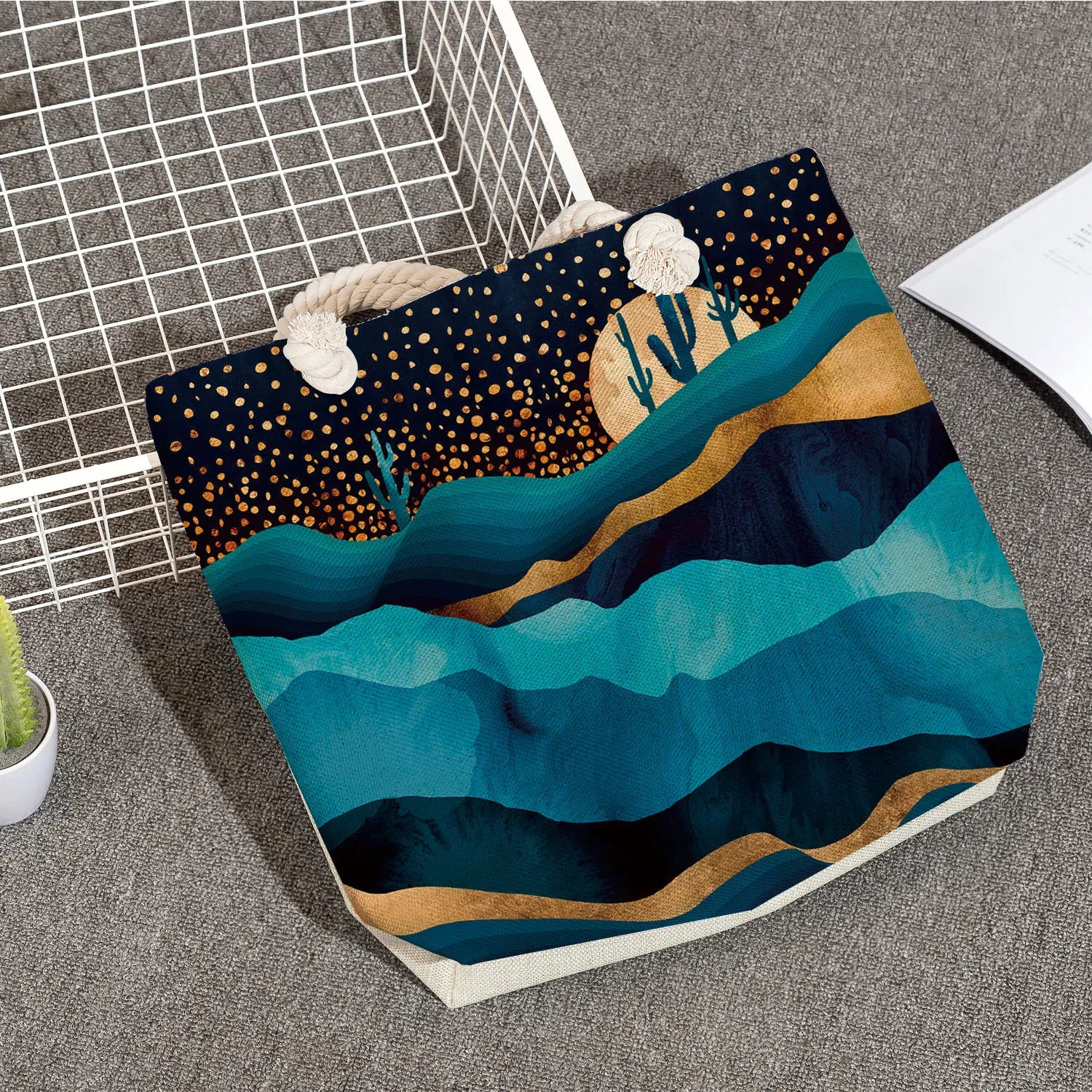 Mountain Forest Print Tote Bag Women Shoulder Handbag