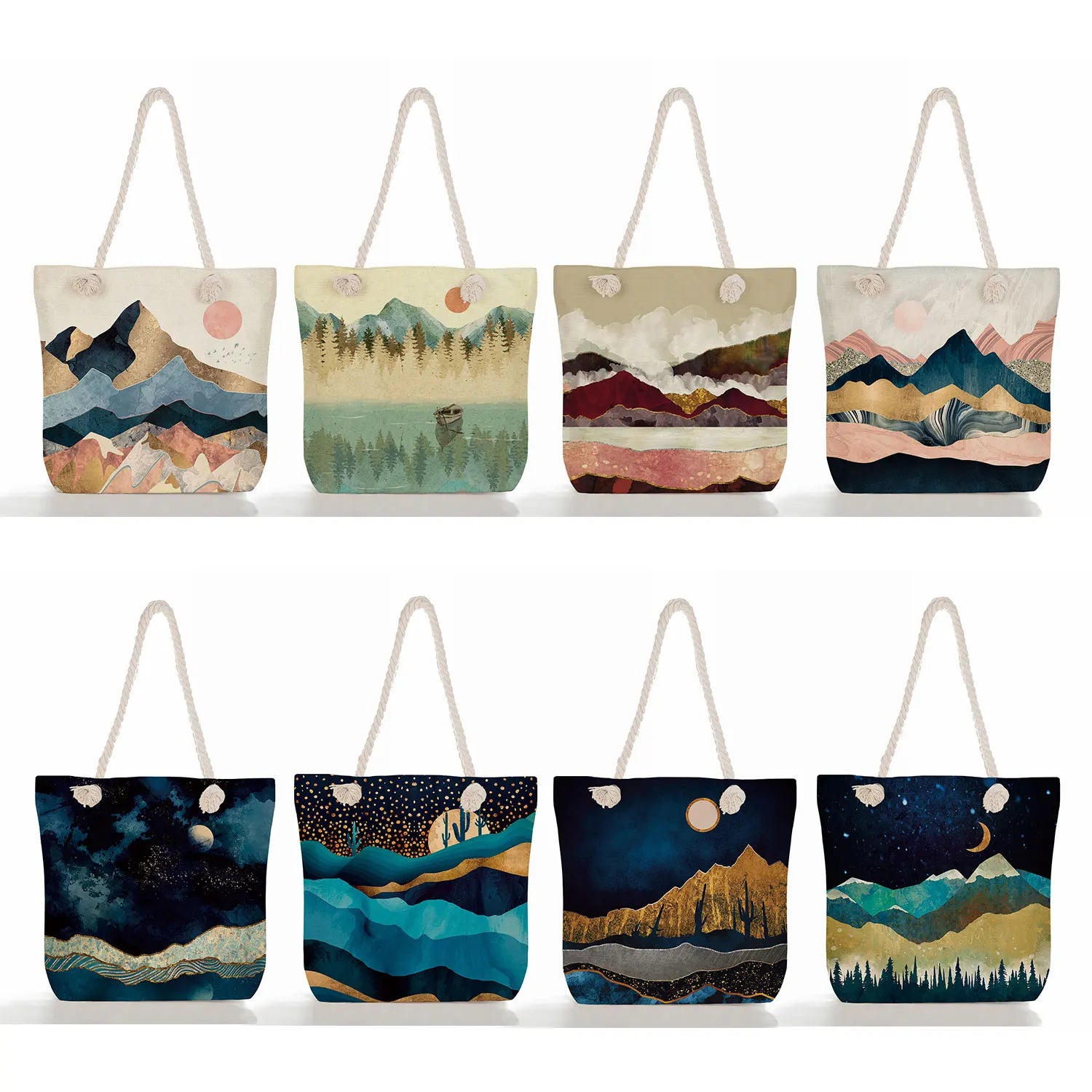Mountain Forest Print Tote Bag Women Shoulder Handbag