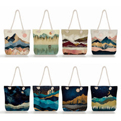 Mountain Forest Print Tote Bag Women Shoulder Handbag