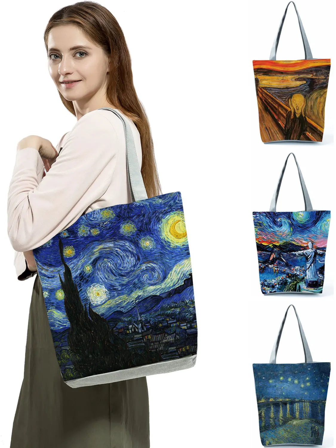 Oil Painting Printing Handbags Art Women Shoulder Bag High Capacity