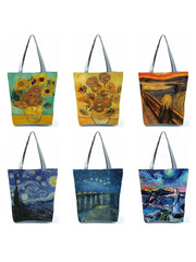 Oil Painting Printing Handbags Art Women Shoulder Bag High Capacity