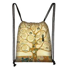 G. Klimt Tear/Kiss Oil Painting Backpack Canvas Travel Bag