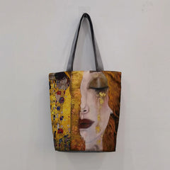Oil Painting Tears Cloth Tote Bag Women Casual Handbag Reusable Shopping Bag