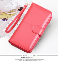 Oil Wax Wallet Long Zipper Phone Bag Women's Handbag