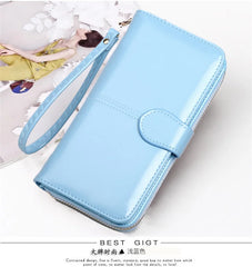 Oil Wax Wallet Long Zipper Phone Bag Women's Handbag