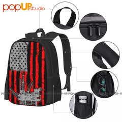 Oilfield American Flag Oil Worker Backpack Large Capacity Bookbag