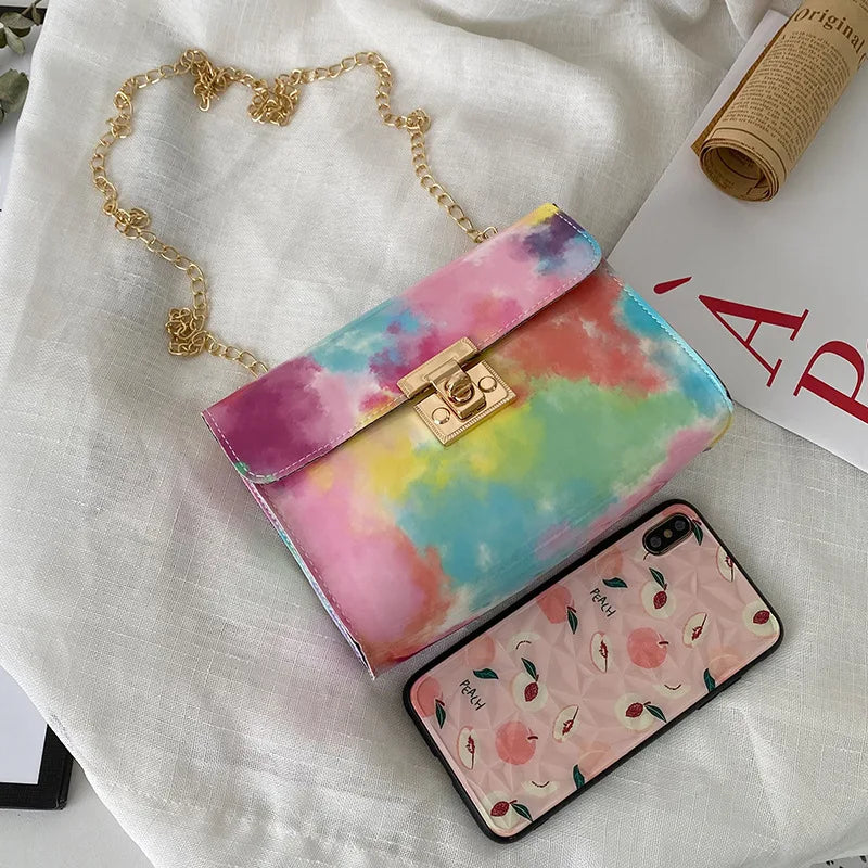 OkoLive Rainbow Messenger Bag PU Leather Small Shoulder Crossbody Women Girls