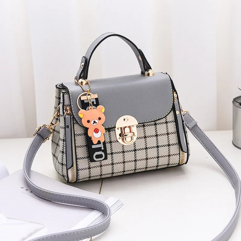 OkoLive School Litter Bear PU Leather Waterproof Handbag Women's Shoulder Bag