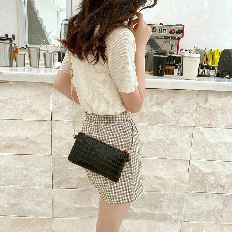 OkoLive Crocodile Zipper Shoulder Bag for Women