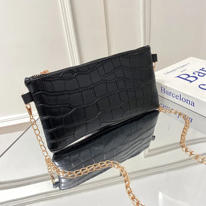 OkoLive Crocodile Zipper Shoulder Bag for Women