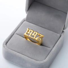 Old English Year Number Ring Men Bague Homme Punk Rings For Men Stainless Steel