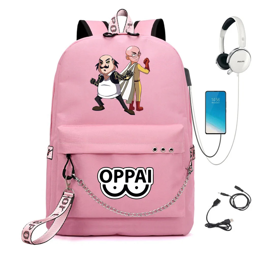 One Punch-Man USB Charge Schoolbag Cartoon Backpack