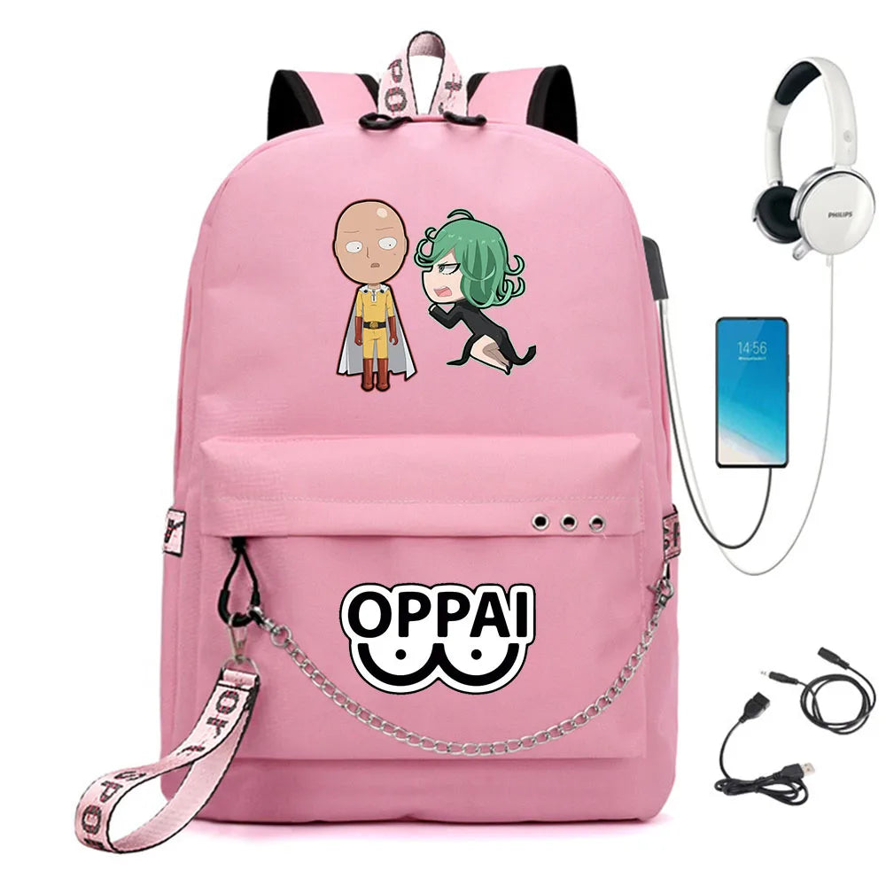 One Punch-Man USB Charge Schoolbag Cartoon Backpack